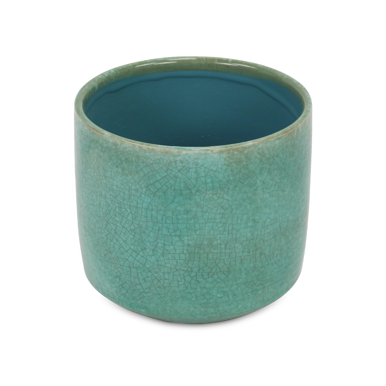 Contemporary Home Living 6.5" Green Round Abstract Glazed Planter Pot